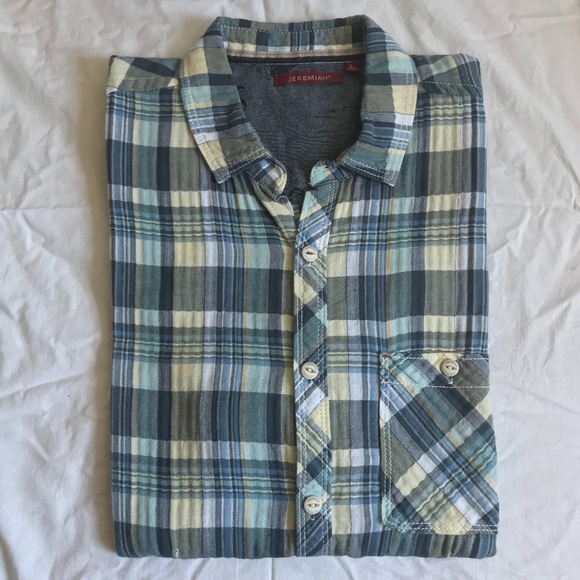 JEREMIAH Short Sleeve Plaid Shirt, L - Picture 2 of 3